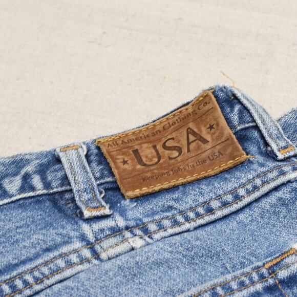VTG All American Men's Straight Jeans Zip Cotton Blue Size 34x30 USA Made Stain - Picture 7 of 8